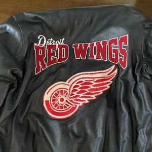 Vintage red and black leather Detroit jacket